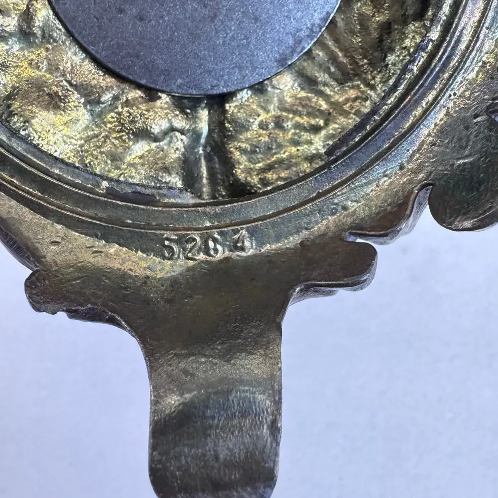 Vintage Crystal Pedestal Compote Dish with Ornate Brass Base, Candy Nut Bowl - Picture 5 of 10